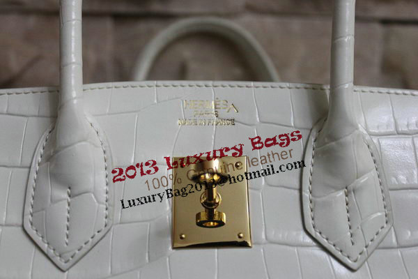 Hermes Birkin 35CM Tote Bag White Croco Leather H35 Gold Hermes Birkin 35CM Tote Bag White Croco Leather H35 Gold