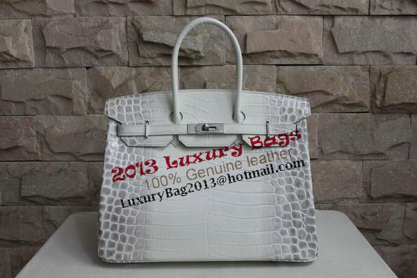 Hermes Birkin 35CM Tote Bag White Croco Leather H35 Silver Hermes Birkin 35CM Tote Bag White Croco Leather H35 Silver