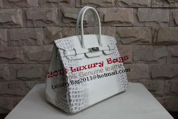 Hermes Birkin 35CM Tote Bag White Croco Leather H35 Silver Hermes Birkin 35CM Tote Bag White Croco Leather H35 Silver