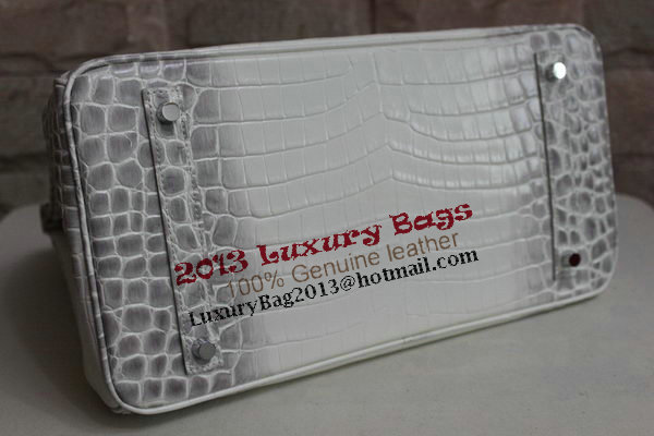 Hermes Birkin 35CM Tote Bag White Croco Leather H35 Silver Hermes Birkin 35CM Tote Bag White Croco Leather H35 Silver