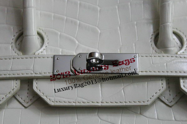 Hermes Birkin 35CM Tote Bag White Croco Leather H35 Silver Hermes Birkin 35CM Tote Bag White Croco Leather H35 Silver