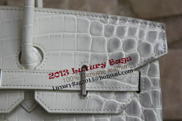 Hermes Birkin 35CM Tote Bag White Croco Leather H35 Silver Hermes Birkin 35CM Tote Bag White Croco Leather H35 Silver