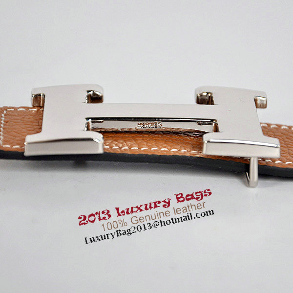 Hermes Camel Bovine Jugular Veins Belt HR1006B Silver Hermes Camel Bovine Jugular Veins Belt HR1006B Silver