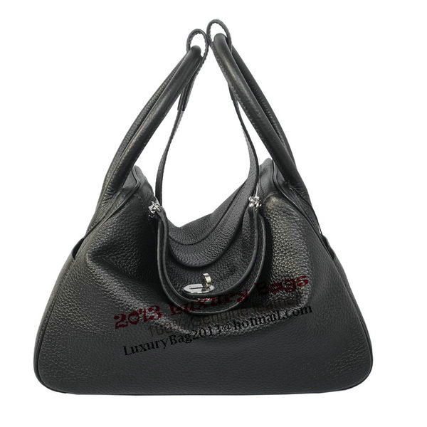 Hermes Lindy 30CM Black Grainy Leather Havanne Shoulder Bag Hermes Lindy 30CM Black Grainy Leather Havanne Shoulder Bag
