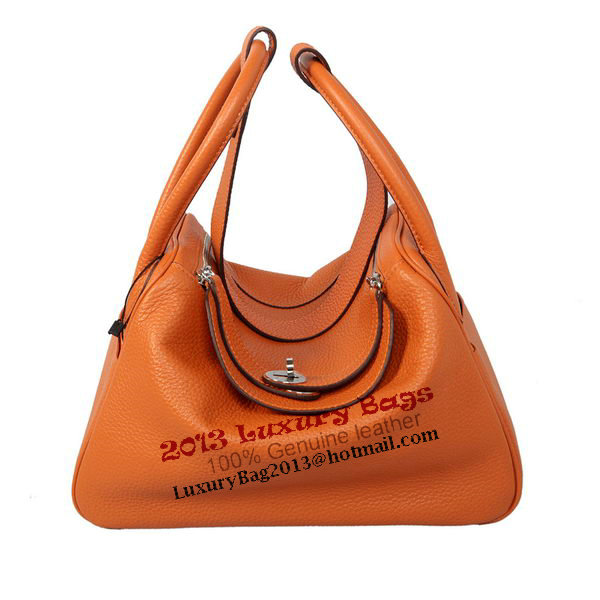 Hermes Lindy 30CM Orange Grainy Leather Havanne Shoulder Bag Hermes Lindy 30CM Orange Grainy Leather Havanne Shoulder Bag