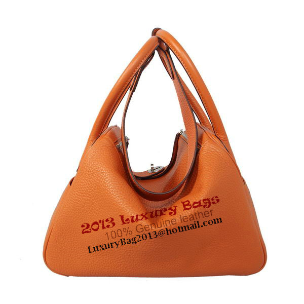 Hermes Lindy 30CM Orange Grainy Leather Havanne Shoulder Bag Hermes Lindy 30CM Orange Grainy Leather Havanne Shoulder Bag