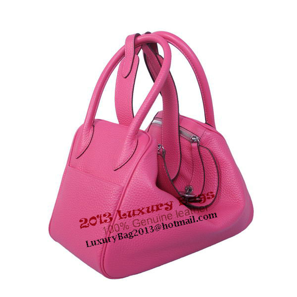 Hermes Lindy 30CM Rose Grainy Leather Havanne Shoulder Bag Hermes Lindy 30CM Rose Grainy Leather Havanne Shoulder Bag