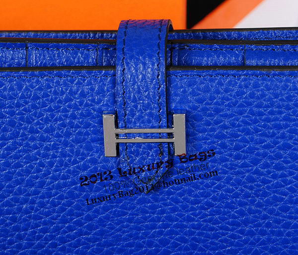 Hermes Bearn Japonaise Bi-Fold Wallet Original Leather A1018 Blue Hermes Bearn Japonaise Bi-Fold Wallet Original Leather A1018 Blue