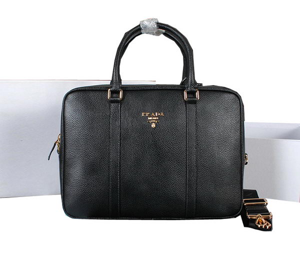 Prada Grainy Calf Leather Briefcase 80661 Black