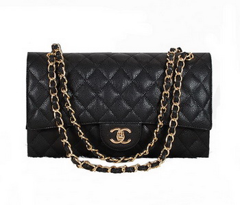 Chanel Classic Flap Bag 1113 Black Original Cannage Pattern Leather Gold Chanel Classic Flap Bag 1113 Black Original Cannage Pattern Leather Gold