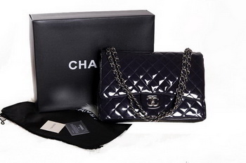 Chanel Maxi Double Flaps Bag Dark Purple Original Patent Leather A36098 Silver Chanel Maxi Double Flaps Bag Dark Purple Original Patent Leather A36098 Silver