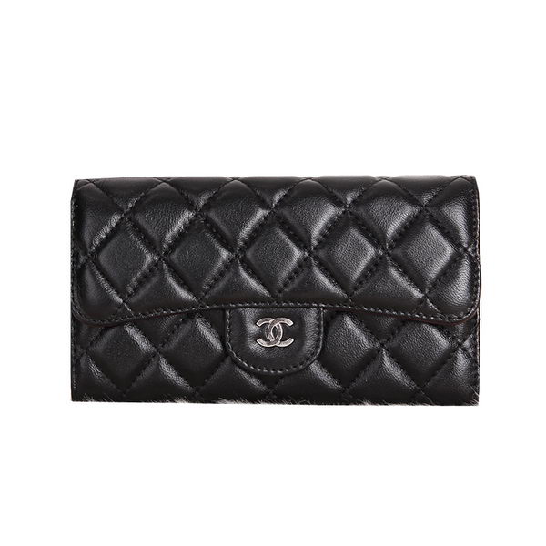 Chanel Original sheepskin Long Tri-Fold Wallet A00333 Black