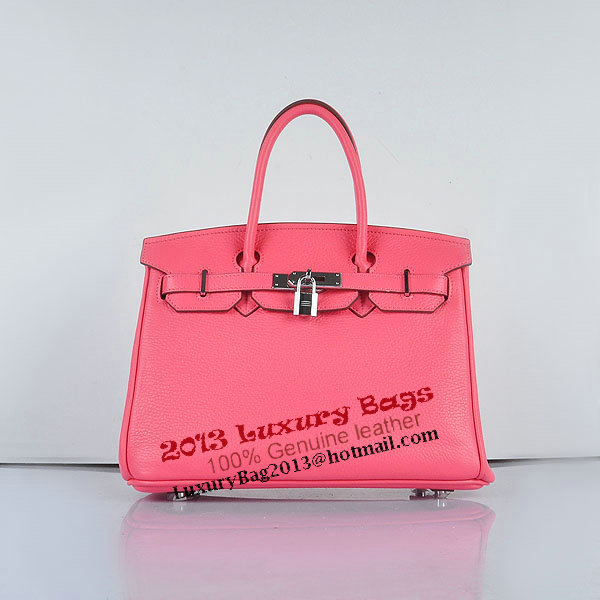 Hermes Birkin 30CM Tote Bags Pink Clemence Leather Silver Hermes Birkin 30CM Tote Bags Pink Clemence Leather Silver