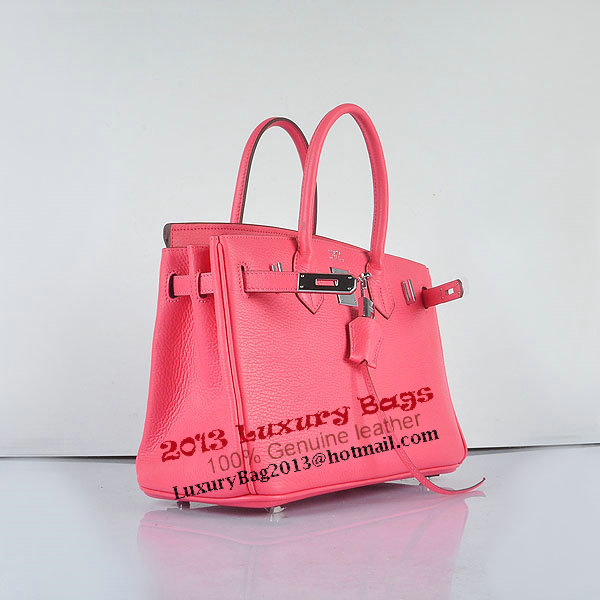 Hermes Birkin 30CM Tote Bags Pink Clemence Leather Silver Hermes Birkin 30CM Tote Bags Pink Clemence Leather Silver