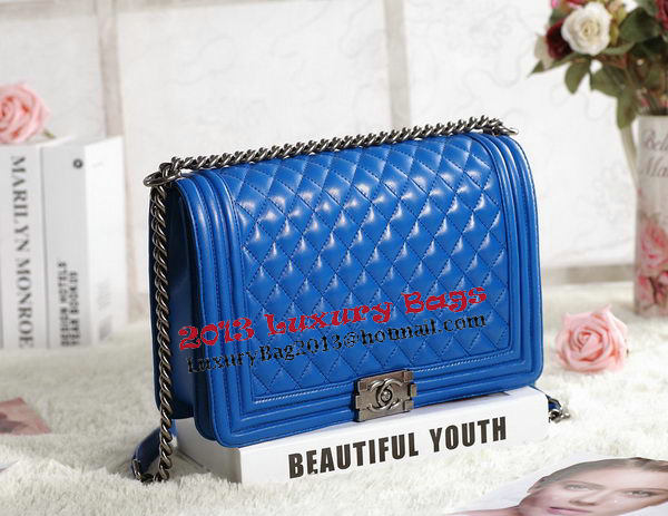 Chanel Boy Flap Shoulder Bag in Blue Original Leather Silver Chanel Boy Flap Shoulder Bag in Blue Original Leather Silver