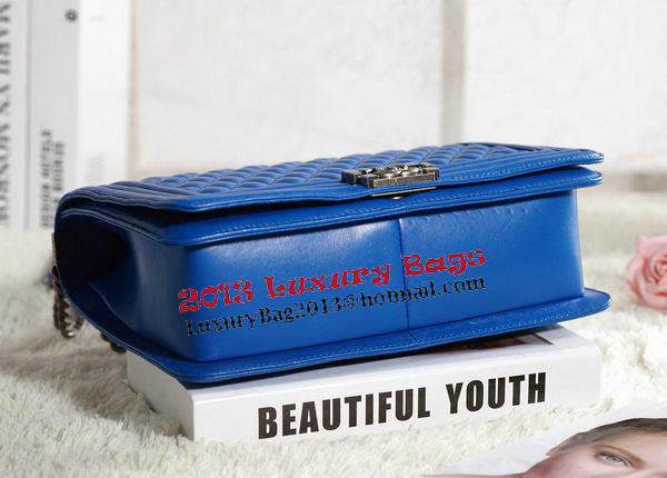 Chanel Boy Flap Shoulder Bag in Blue Original Leather Silver Chanel Boy Flap Shoulder Bag in Blue Original Leather Silver