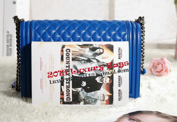 Chanel Boy Flap Shoulder Bag in Blue Original Leather Silver Chanel Boy Flap Shoulder Bag in Blue Original Leather Silver