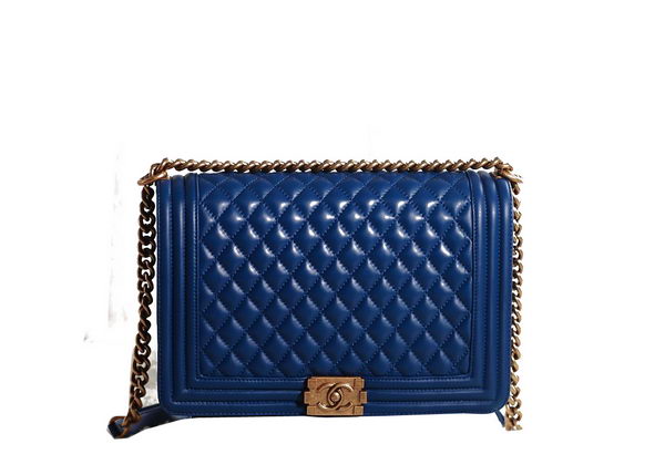 Chanel Boy Flap Shoulder Bag in RoyalBlue Original Leather Gold