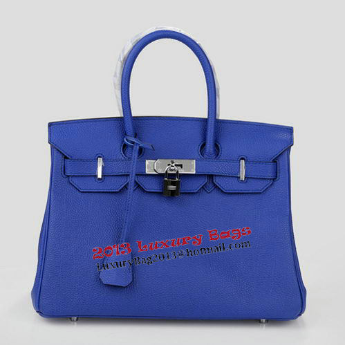 Hermes Birkin 30CM Tote Bag Blue Original Leather H30 Silver Hermes Birkin 30CM Tote Bag Blue Original Leather H30 Silver