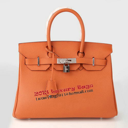 Hermes Birkin 30CM Tote Bag Orange Original Leather H30 Silver Hermes Birkin 30CM Tote Bag Orange Original Leather H30 Silver