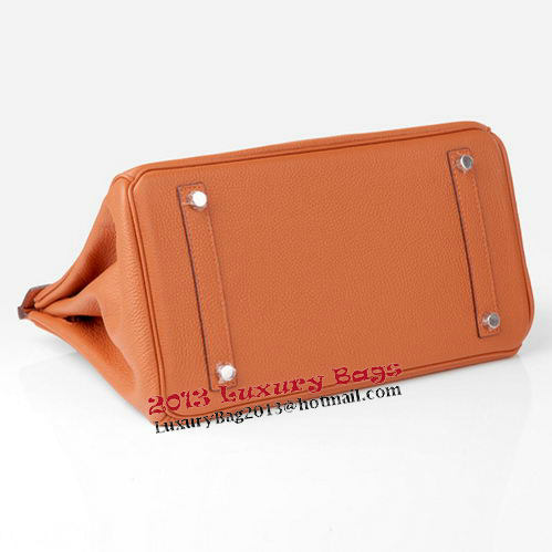 Hermes Birkin 30CM Tote Bag Orange Original Leather H30 Silver Hermes Birkin 30CM Tote Bag Orange Original Leather H30 Silver