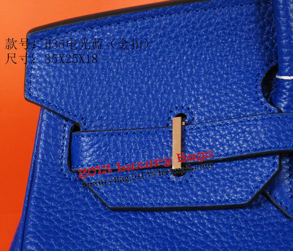 Hermes Birkin 35CM Tote Bag Blue Original Grainy Leather H35 Gold Hermes Birkin 35CM Tote Bag Blue Original Grainy Leather H35 Gold