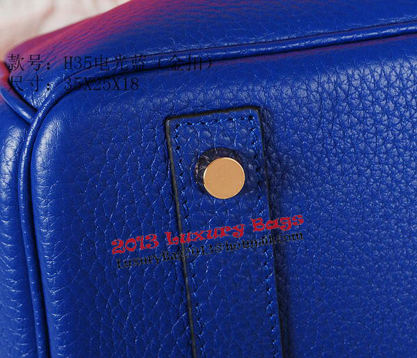 Hermes Birkin 35CM Tote Bag Blue Original Grainy Leather H35 Gold Hermes Birkin 35CM Tote Bag Blue Original Grainy Leather H35 Gold