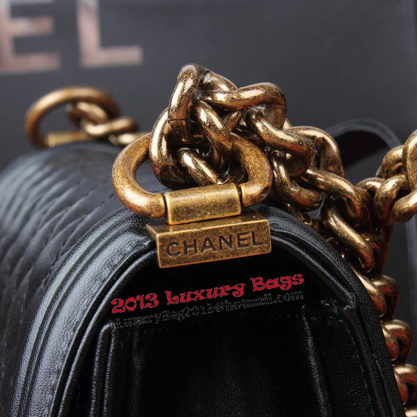 Boy Chanel Flap Shoulder Bag Black Original Leather A67086 Bronze Boy Chanel Flap Shoulder Bag Black Original Leather A67086 Bronze