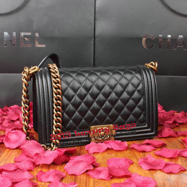 Boy Chanel Flap Shoulder Bag Black Original Leather A67086 Bronze Boy Chanel Flap Shoulder Bag Black Original Leather A67086 Bronze