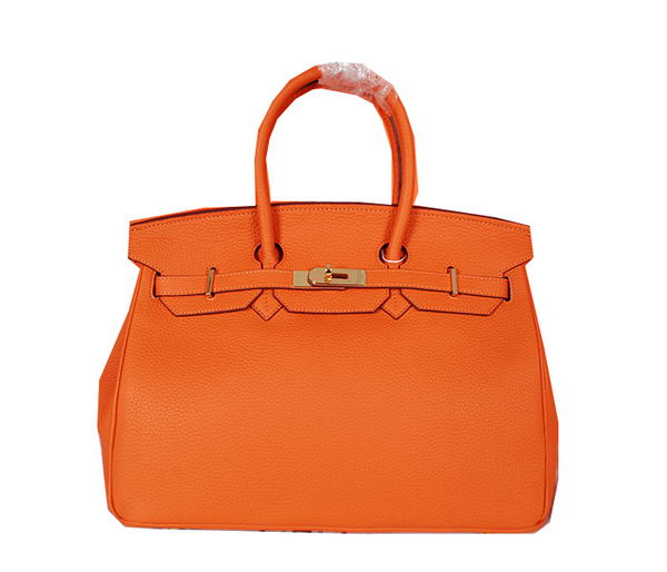 Hermes Birkin 35CM Tote Bag Orange Original Grainy Leather H35 Gold