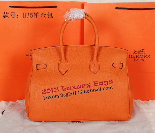 Hermes Birkin 35CM Tote Bag Orange Original Grainy Leather H35 Gold Hermes Birkin 35CM Tote Bag Orange Original Grainy Leather H35 Gold