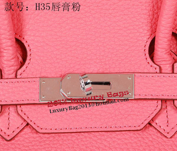 Hermes Birkin 35CM Tote Bag Pink Original Grainy Leather H35 Silver