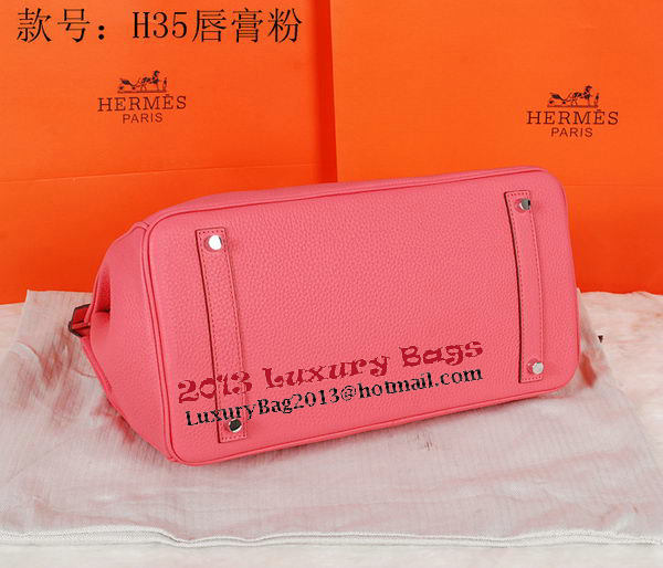 Hermes Birkin 35CM Tote Bag Pink Original Grainy Leather H35 Silver