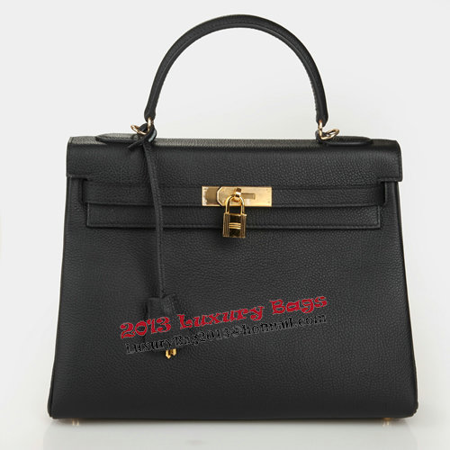 Hermes Kelly 32cm Shoulder Bag Black Original Leather K32 Gold Hermes Kelly 32cm Shoulder Bag Black Original Leather K32 Gold