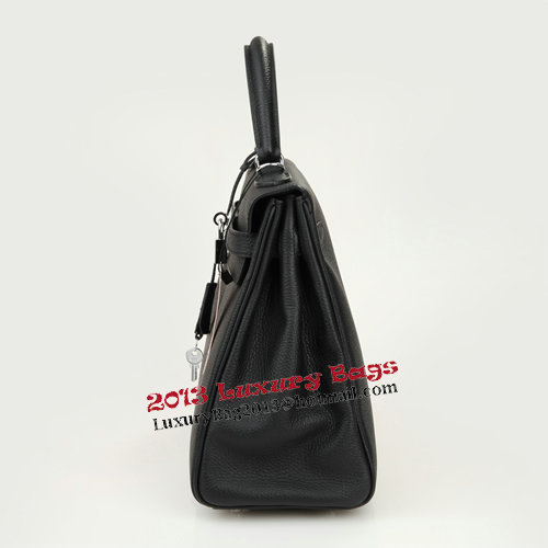 Hermes Kelly 32cm Shoulder Bag Black Original Leather K32 Silver Hermes Kelly 32cm Shoulder Bag Black Original Leather K32 Silver