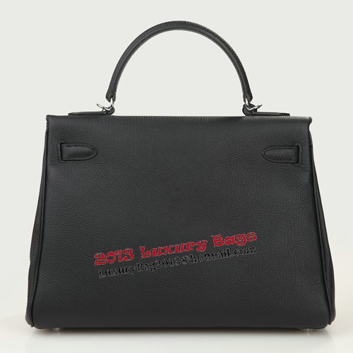 Hermes Kelly 32cm Shoulder Bag Black Original Leather K32 Silver Hermes Kelly 32cm Shoulder Bag Black Original Leather K32 Silver