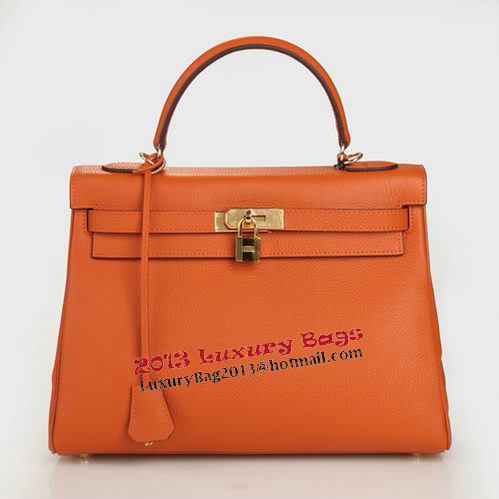 Hermes Kelly 32cm Shoulder Bag Orange Original Leather K32 Gold Hermes Kelly 32cm Shoulder Bag Orange Original Leather K32 Gold