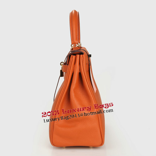 Hermes Kelly 32cm Shoulder Bag Orange Original Leather K32 Gold Hermes Kelly 32cm Shoulder Bag Orange Original Leather K32 Gold