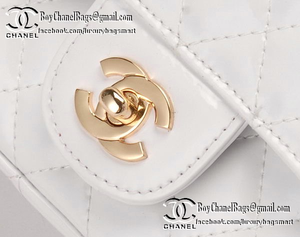 Chanel Classic Flap Bag Patent Leather CHA1113 White Chanel Classic Flap Bag Patent Leather CHA1113 White