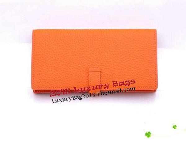 Hermes Bearn Japonaise Bi-Fold Wallet Grainy Leather H68942 Orange Hermes Bearn Japonaise Bi-Fold Wallet Grainy Leather H68942 Orange