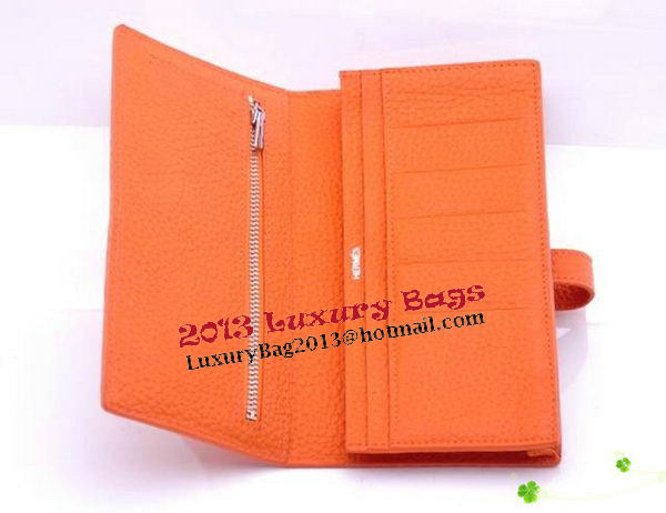 Hermes Bearn Japonaise Bi-Fold Wallet Grainy Leather H68942 Orange Hermes Bearn Japonaise Bi-Fold Wallet Grainy Leather H68942 Orange