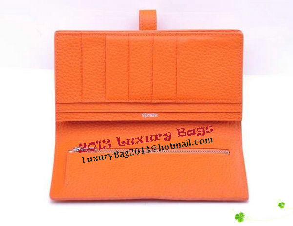 Hermes Bearn Japonaise Bi-Fold Wallet Grainy Leather H68942 Orange Hermes Bearn Japonaise Bi-Fold Wallet Grainy Leather H68942 Orange