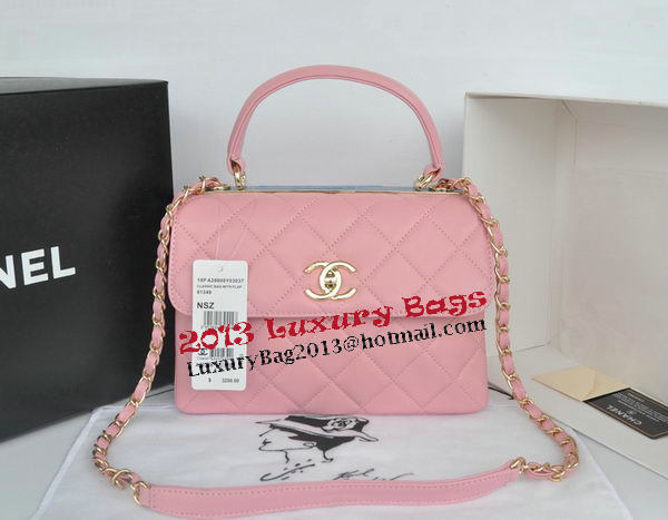Chanel Classic Top Handle Bag Original Sheepskin Leather CHA92236 Pink Chanel Classic Top Handle Bag Original Sheepskin Leather CHA92236 Pink