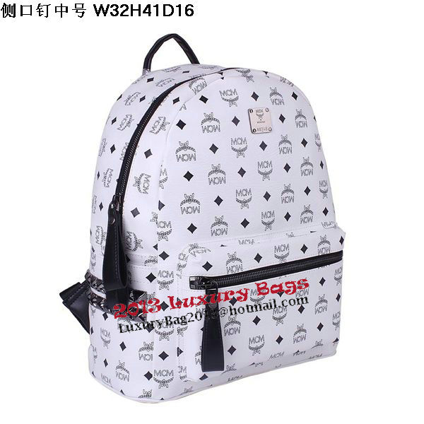 MCM Medium Stark Backpack MC2446 White MCM Medium Stark Backpack MC2446 White