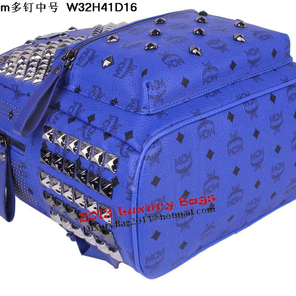 MCM Medium Stark Front Studs Backpack MC4237 Blue MCM Medium Stark Front Studs Backpack MC4237 Blue
