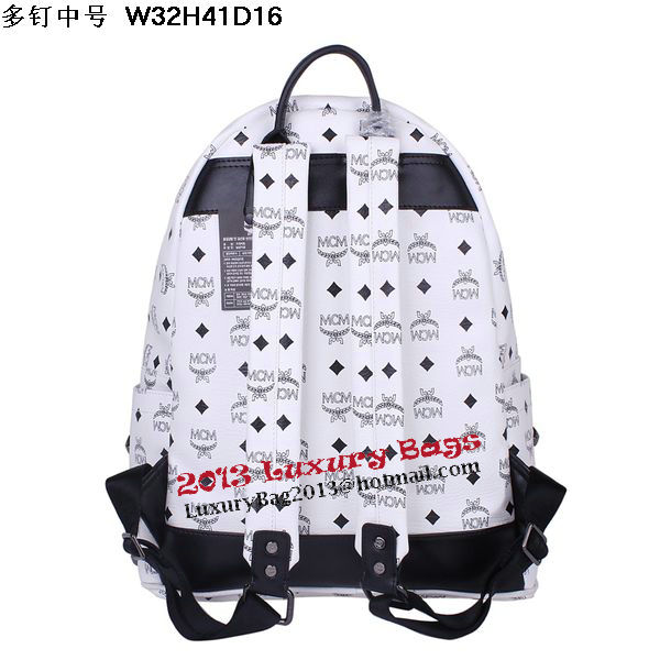 MCM Medium Stark Front Studs Backpack MC4238 White MCM Medium Stark Front Studs Backpack MC4238 White