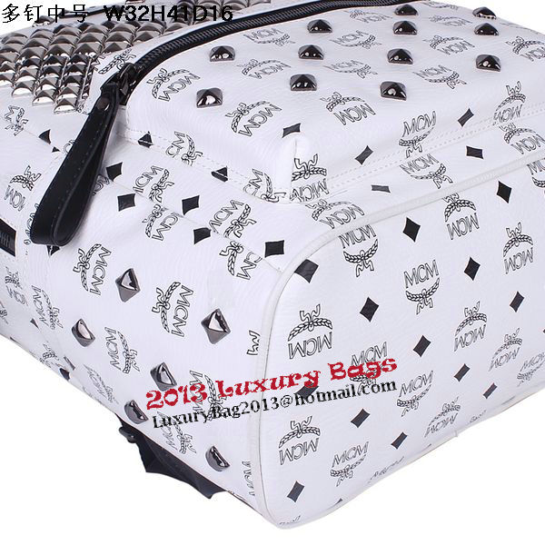 MCM Medium Stark Front Studs Backpack MC4238 White MCM Medium Stark Front Studs Backpack MC4238 White