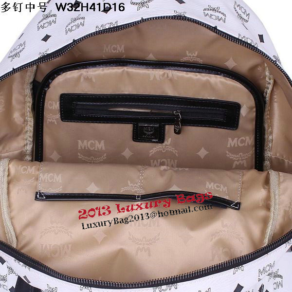 MCM Medium Stark Front Studs Backpack MC4238 White MCM Medium Stark Front Studs Backpack MC4238 White