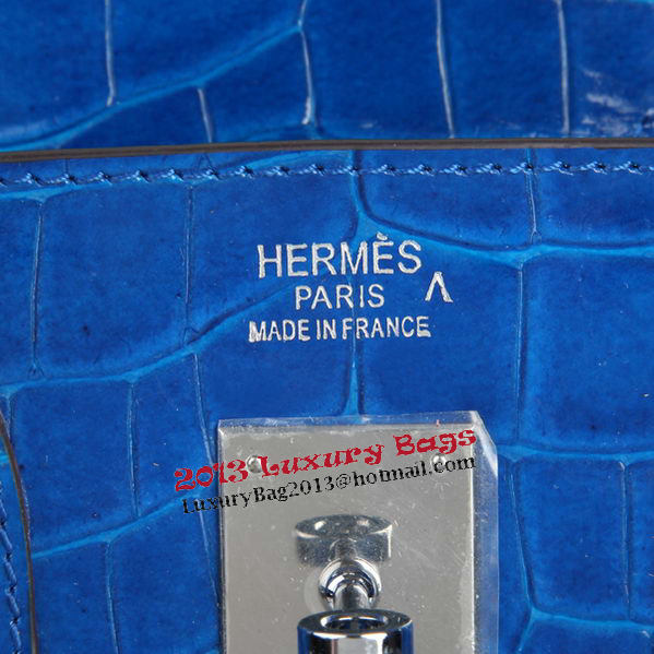 Hermes Birkin 30CM Tote Bags Blue Iridescent Croco Leather Silver Hermes Birkin 30CM Tote Bags Blue Iridescent Croco Leather Silver