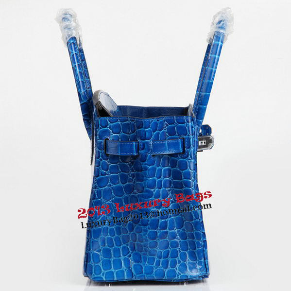 Hermes Birkin 30CM Tote Bags Blue Iridescent Croco Leather Silver Hermes Birkin 30CM Tote Bags Blue Iridescent Croco Leather Silver